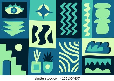 Creative pattern with hand drawn abstract shapes. Design background for social media post, cover, decoration, print, wallpaper and more.