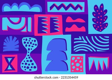 Creative pattern with hand drawn abstract shapes. Design background for social media post, cover, decoration, print, wallpaper and more.