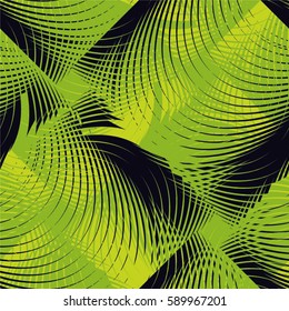 Creative pattern of lines, circle, square, rhombus, seamless vector background.