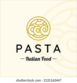 creative pattern spaghetti or pasta logo vector simple illustration template icon graphic design. noodle sign or symbol for restaurant or menu concept with badge and typography