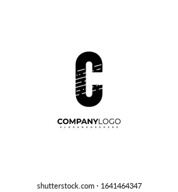 logotype noir C à motif créatif concept de conception simple
