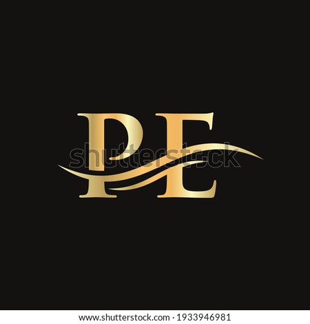 Creative PE letter with luxury concept. Modern PE Logo Design for business and company identity