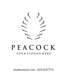 Creative peacock bird and peacock feather logo design-Vector illustration.
