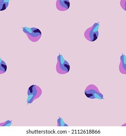 Creative pears seamless pattern. Abstract summer fruit background. Repeated texture in doodle style for fabric, wrapping paper, wallpaper, tissue. Vector illustration.