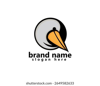 creative pelican logo, circular pelican head logo design template
