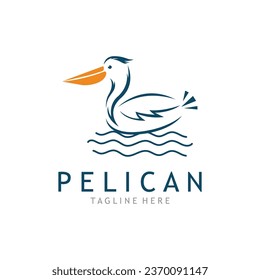 Diseño con logotipo Pelican Creativo. Ilustración del vector de ícono de pájaro pelicano.