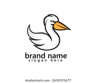 creative pelican logo, white pelican logo design template