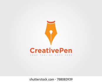 creative pen concept logo, icon ilustration design template