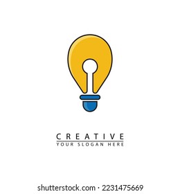 creative pen light icon logo. simple flat vector design. great for creative studios, etc.