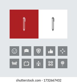 Icono de línea de lápiz creativo con iconos extra. 