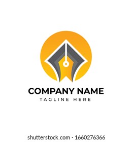 Creative pen logo design template.
