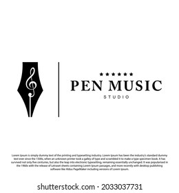 Creative pen and music melody logo concept. Pen music logo for your studio, brand or others