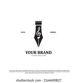 Creative pen and music melody logo concept