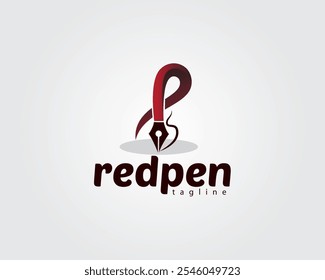creative pen with the tip forming the letter p, modern logo design