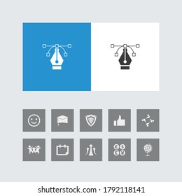 Icono de la herramienta Pluma creativa con iconos bonitos.