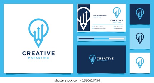 Creative pencil with arrow logo design template. Idea marketing symbol for start up.