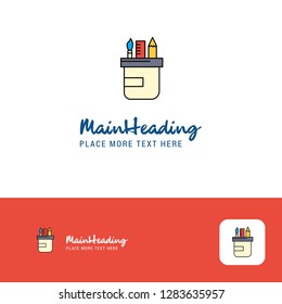 Creative Pencil box Logo Design. Flat color Logo place for Tagline. Vector Illustration