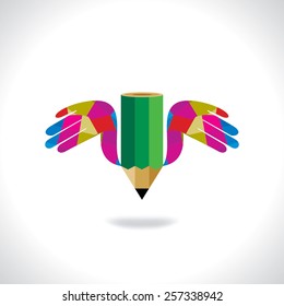 creative pencil care by hands concept