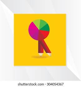 creative pencil with colorful wheel vector illustration 