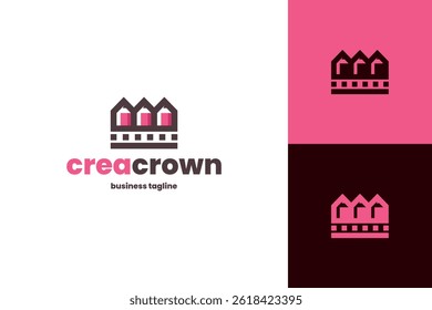 creative pencil crown logo vector