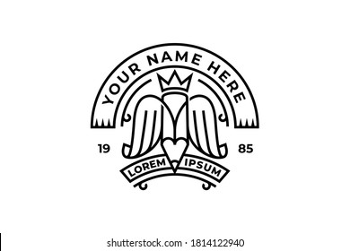 Lápiz creativo con el diseño del logo de la corona y las alas