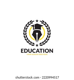plantilla vectorial del logotipo de educación de lápiz creativa.
