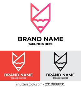 Logo de inicio de lápiz de lápiz creativo	
