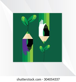 creative pencil with hand vector illustration 