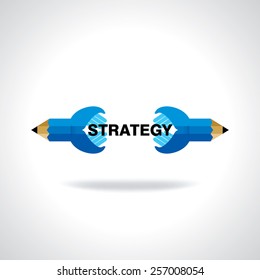creative pencil hands connecting strategy idea concept