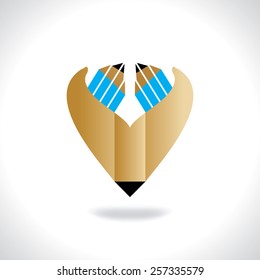 creative pencil hands education concept vector