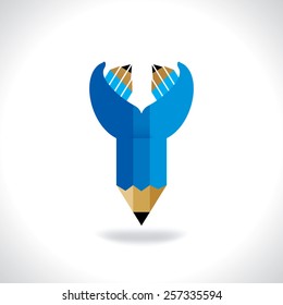 creative pencil hands education concept vector