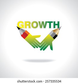 creative pencil hands growth concept vector