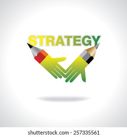creative pencil hands strategy concept vector