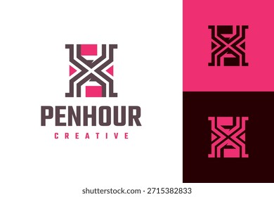 kreativer Stift Sanduhr Logo Vektor