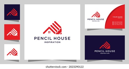 Creative pencil house logo and business card design