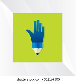 creative pencil icon with hand 
