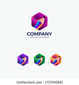 Creative pencil icon or logo design element, art, kownledge, start up, education. Vector illustration