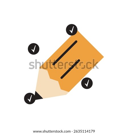 Creative pencil icon with multiple checklist marks. Ideal for academic planning, office use, or productivity apps.