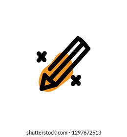 Creative pencil icon. Vector hand drawn illustration. Line symbol