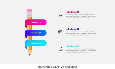 Creative Pencil Infographic With Text Ribbons and Icons for Presentation Design