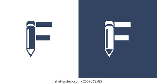 Logotipo de lápis criativo com letra de combinação de A a Z vetor premium