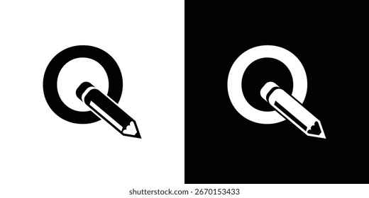 Creative pencil logo with combination letter from A to Z premium vector