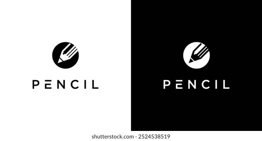 Diseño creativo del logotipo del lápiz con concepto moderno Vector premium