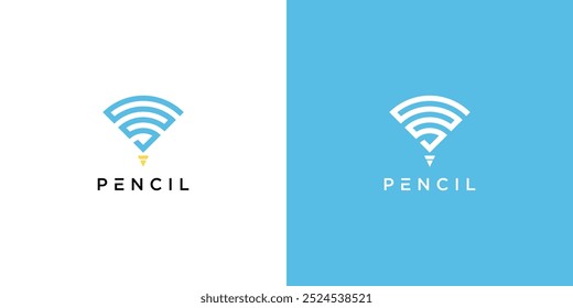 Creative pencil logo design with modern concept premium vector