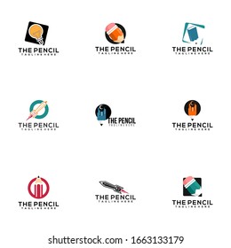 Creative Pencil Logo Design Vector Template set