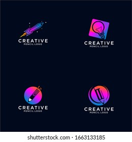 Creative Pencil Logo Design Vector Template set