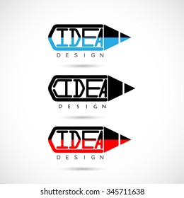 Creative pencil logo design.Concept of ideas inspiration, innovation, invention, effective thinking, knowledge. Business and Education concept.Vector illustration