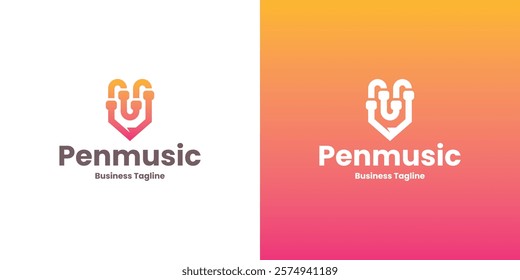 creative pencil music logo vector