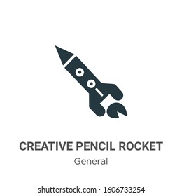 Creative pencil rocket glyph icon vector on white background. Flat vector creative pencil rocket icon symbol sign from modern general collection for mobile concept and web apps design.