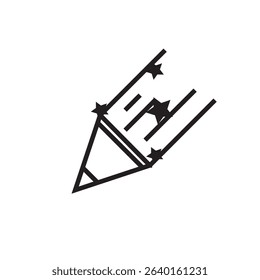 Creative pencil star icon. Pencil with shooting star, perfect for talent, education, and writing themes.